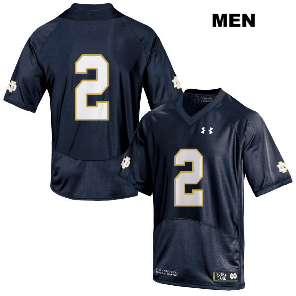 Men's NCAA Notre Dame Fighting Irish #2 Jordan Genmark Heath Stitched College Under Armour Authentic Navy No Name Football Jersey PV10I23PQ